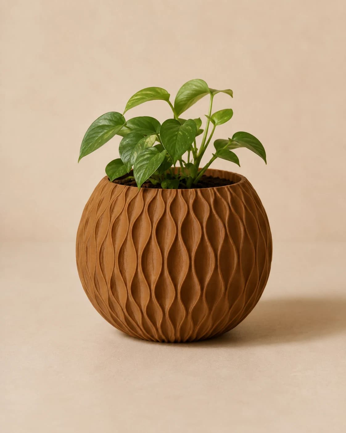 Leafwave Textured Planter | Round Decorative Plant Pot, view 1 of 2