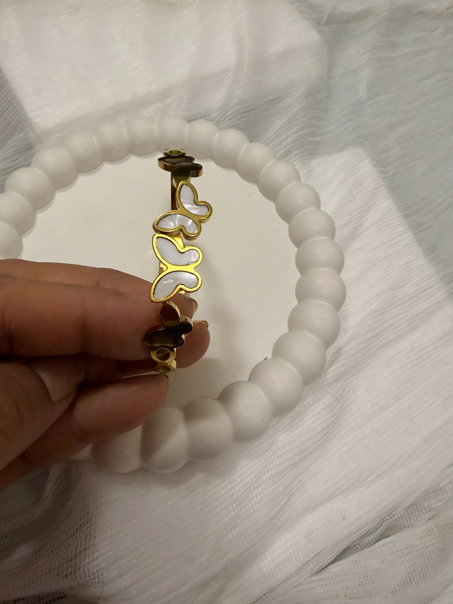 Anti Tarnish Butterfly Kada Bracelet, view 1 of 2