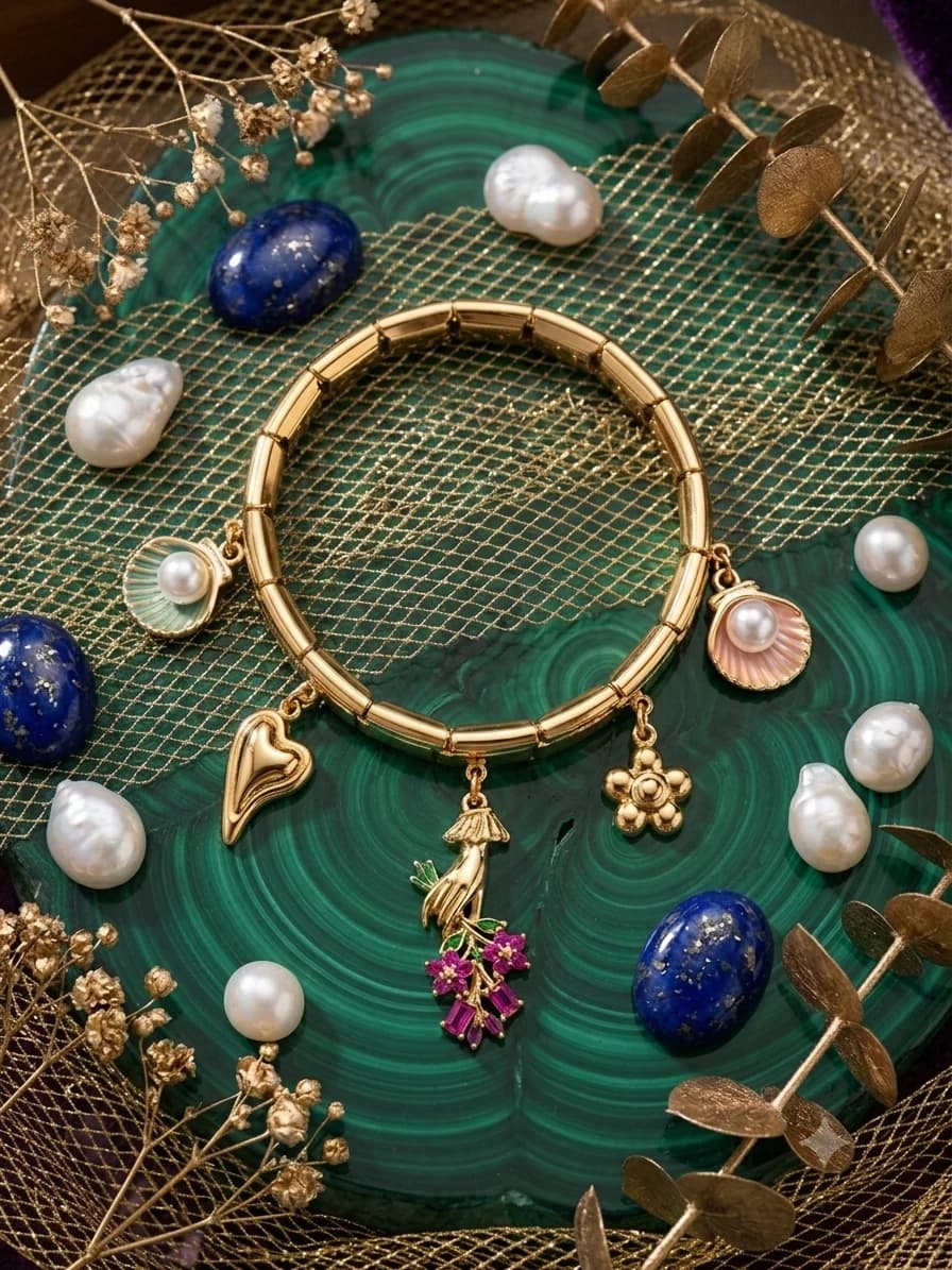 Floral Charm Bracelet (Anti-Tarnish)