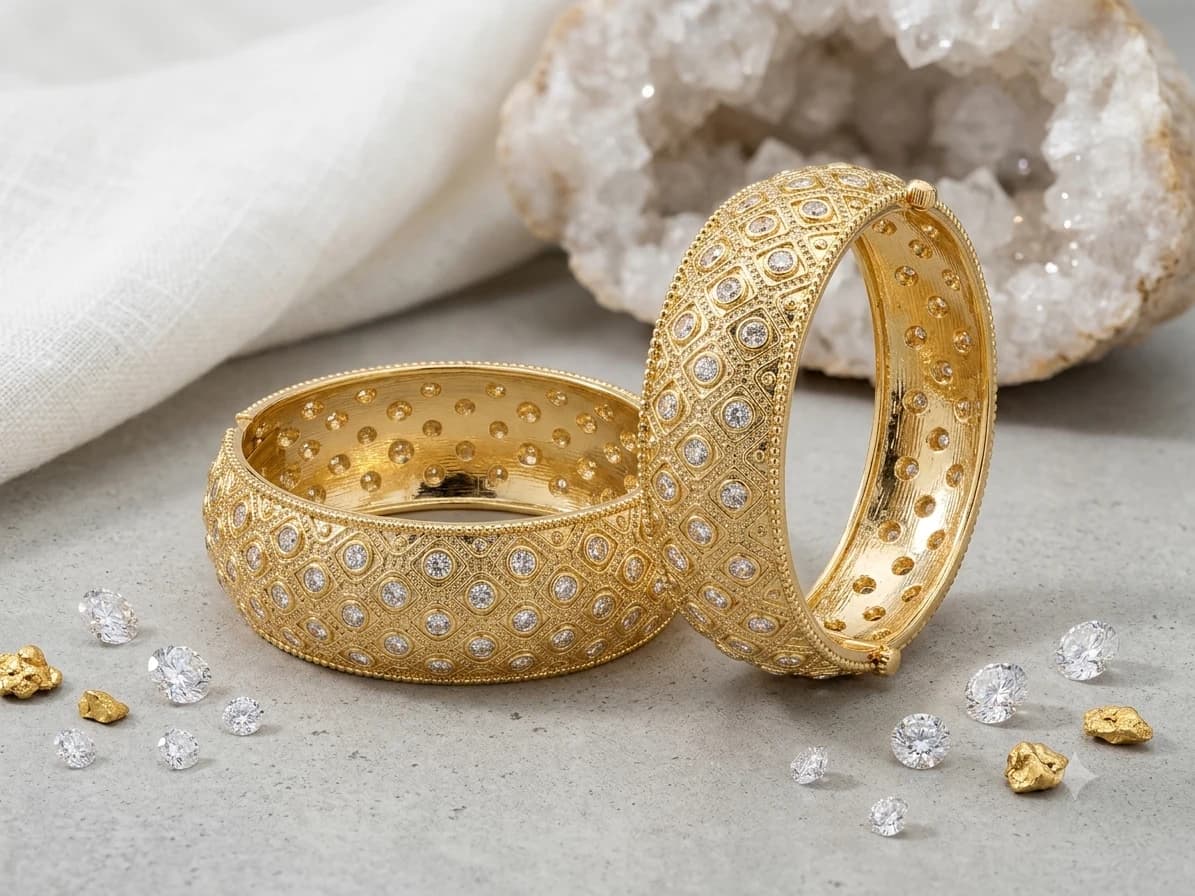 Gold Look Anti Tarnish Stone Studded Bracelet