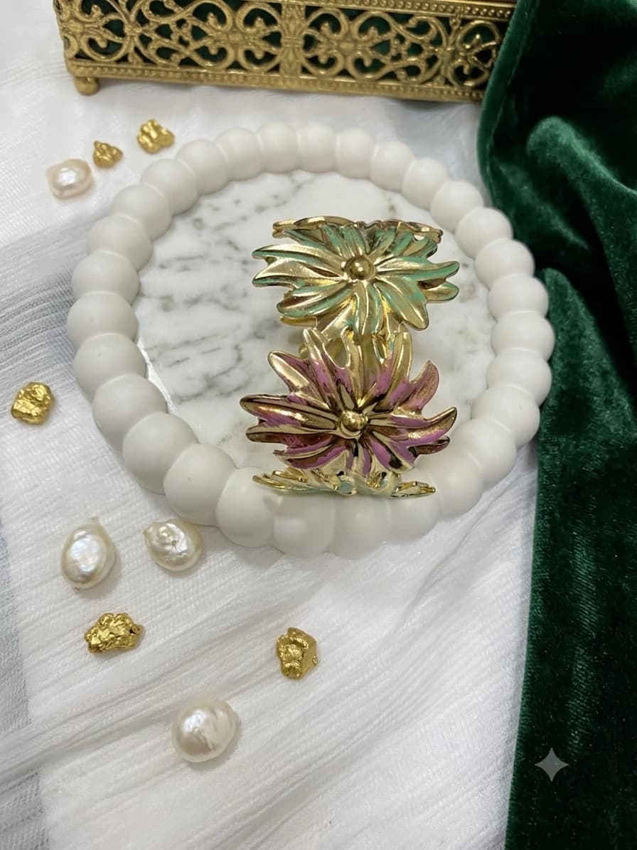 Multicoloured Floral Broad Bracelet