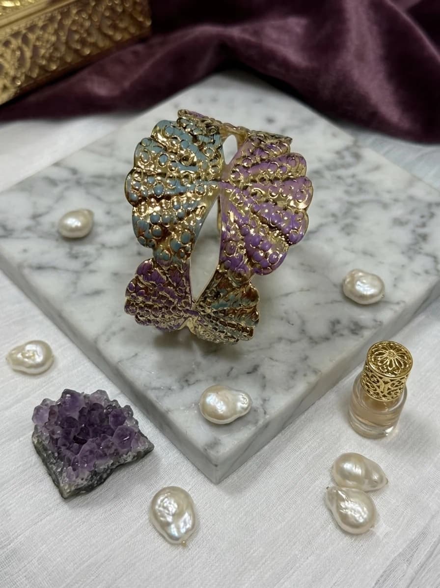 Multicoloured Butterfly Leaf Broad Bracelet