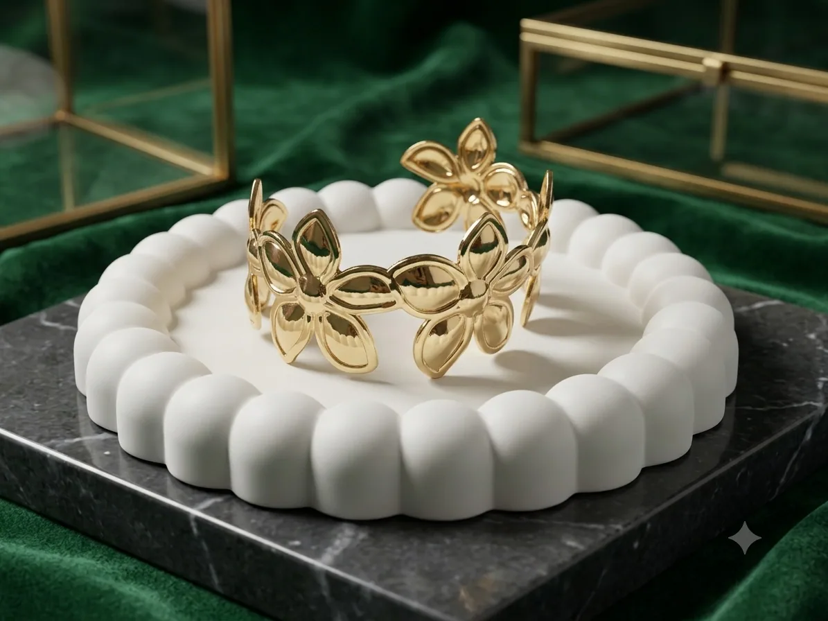 Gold Floral Cuff Bracelet