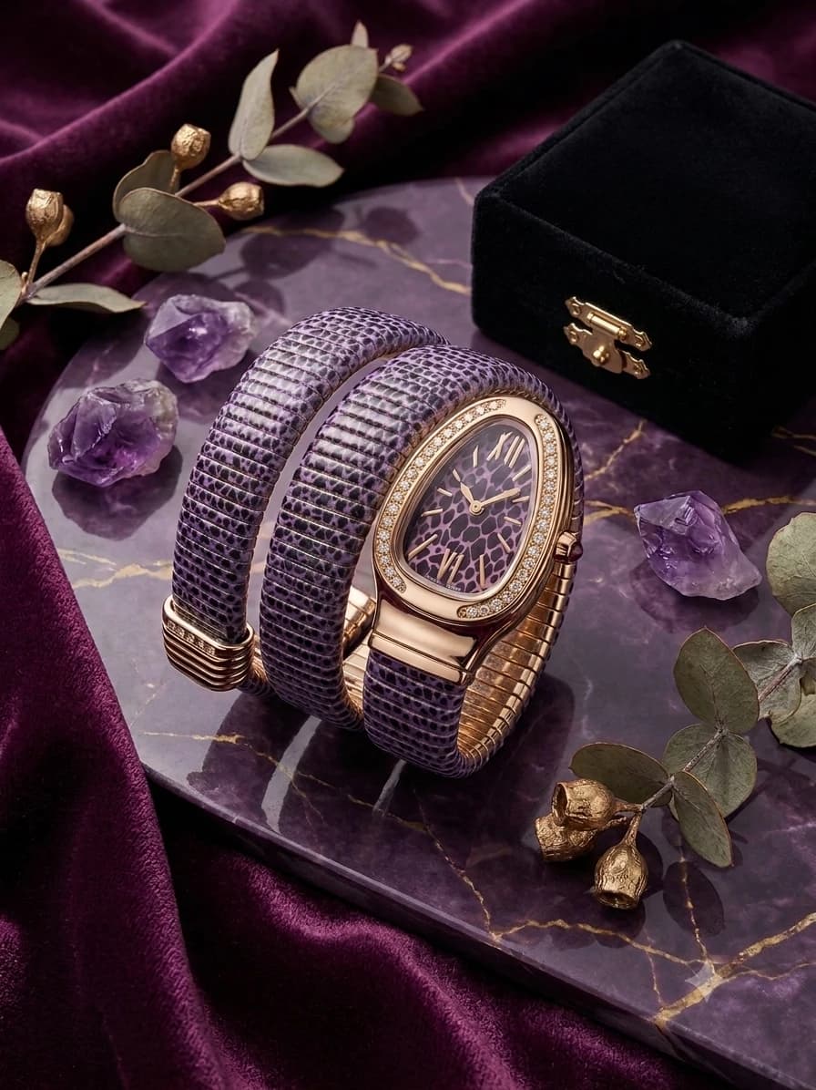 Spiral Tiger Print Watch - Purple, view 1 of 2