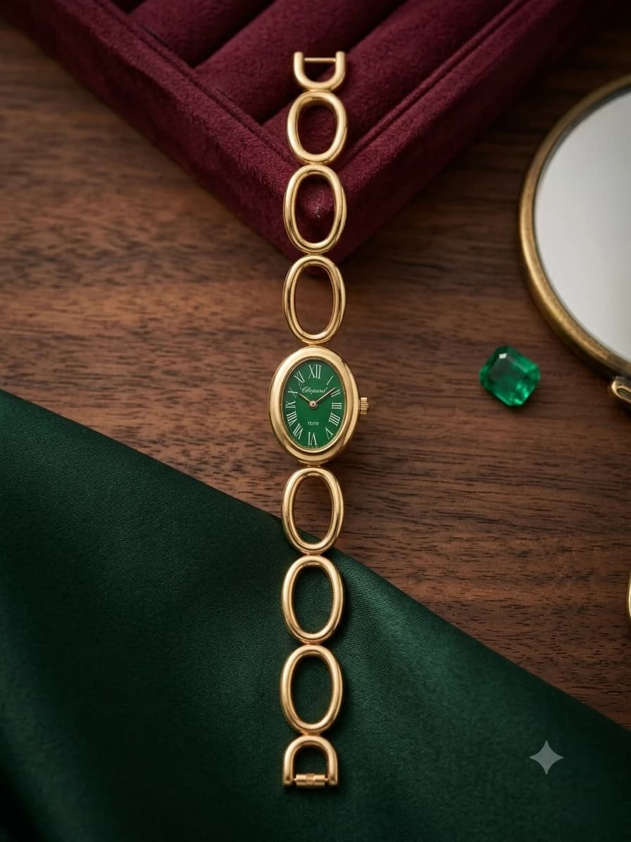 Verdant Links Gold-Plated Watch (Green), view 1 of 4