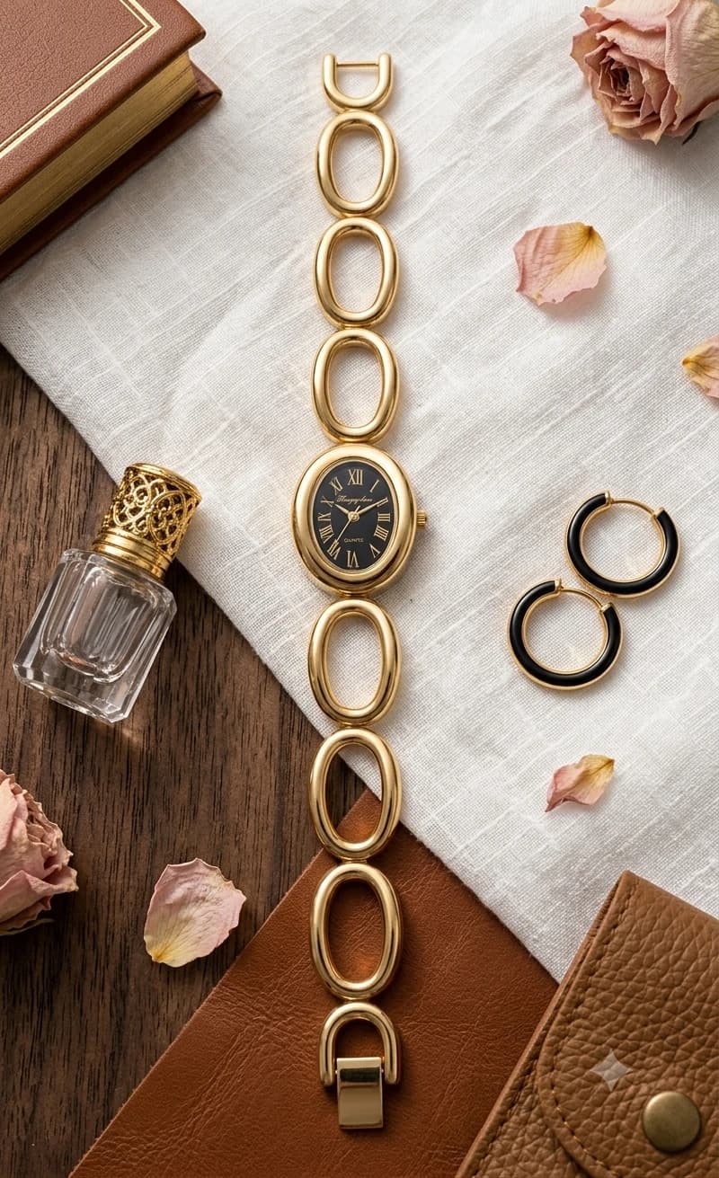 Verdant Links Gold-Plated Watch (Black), view 1 of 3