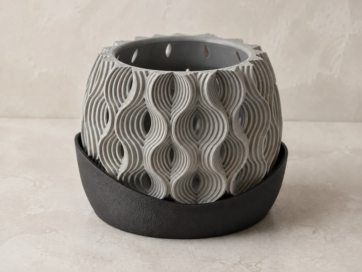 Ivory Lattice Planter, view 1 of 3