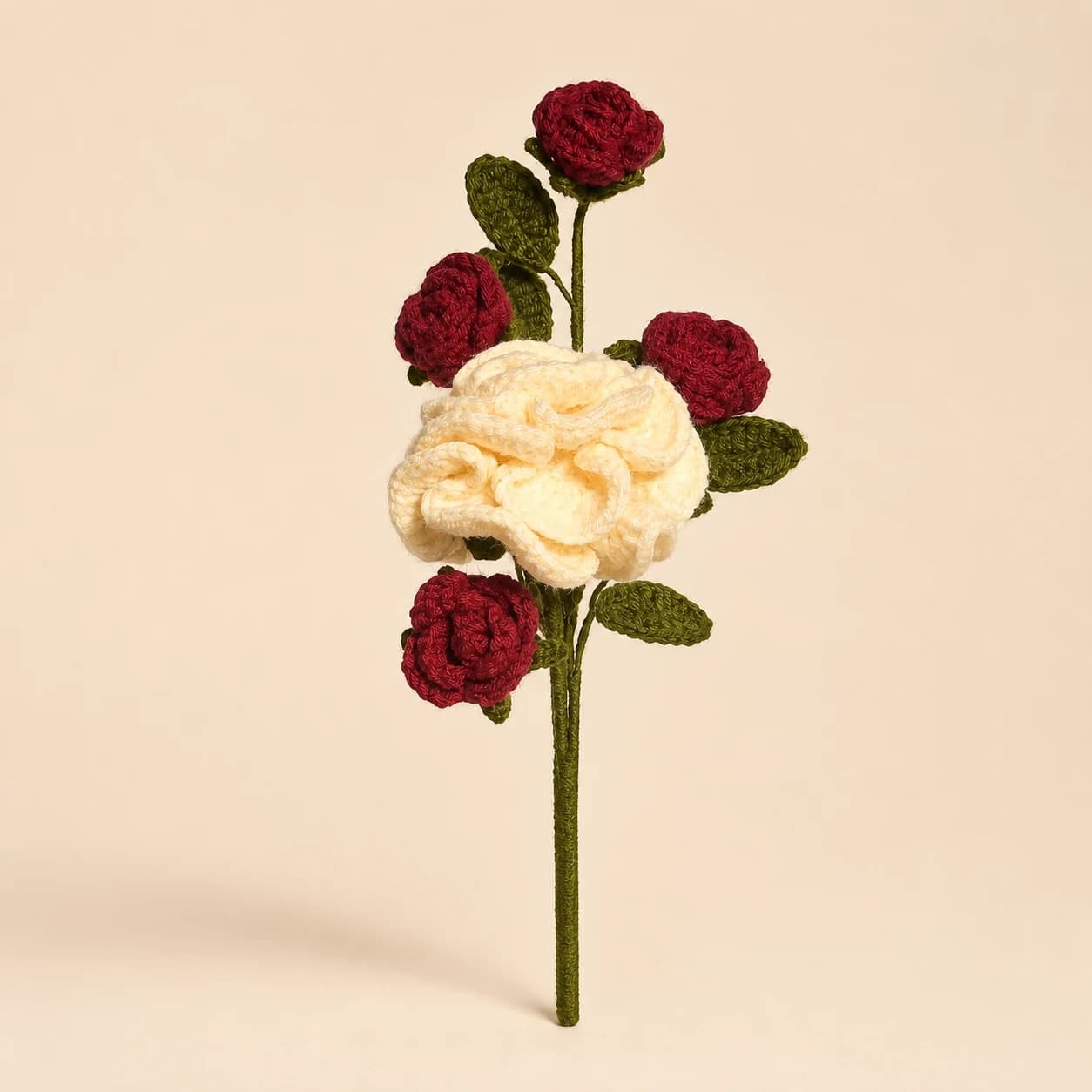 Burgundy & Ivory Rose Crochet Spray, view 1 of 1