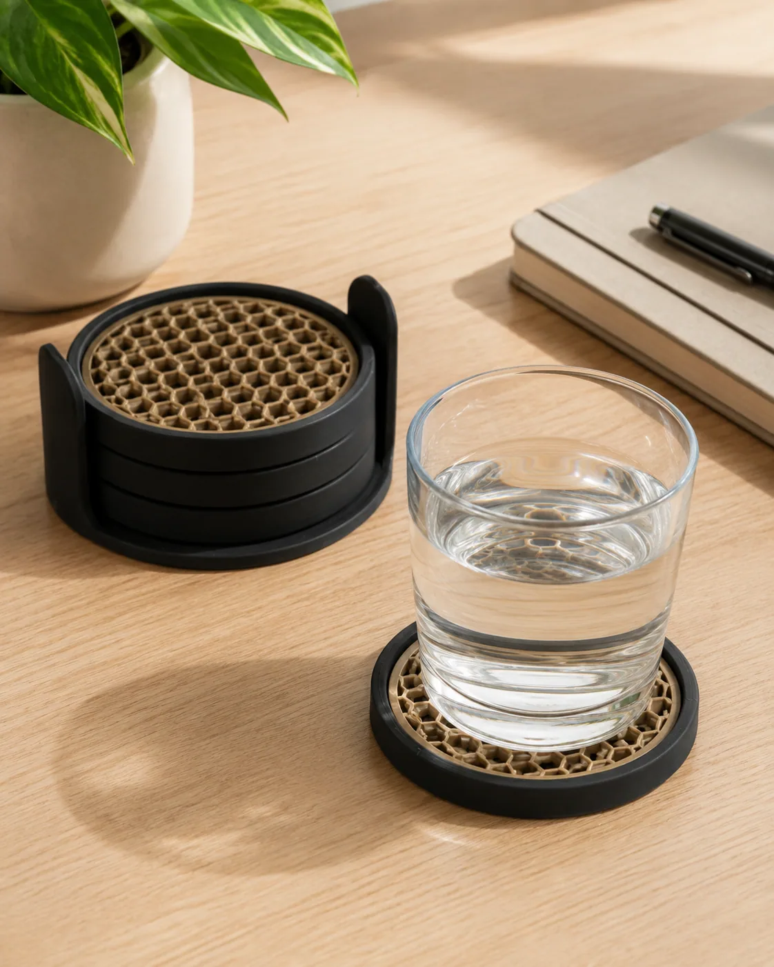 Round Bee-hive Coasters(set of 4), view 1 of 3
