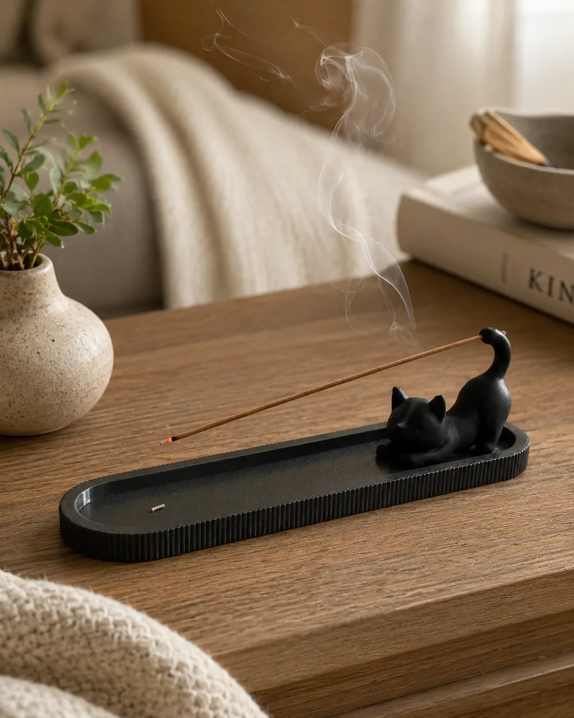 Stretching Cat Incense Tray