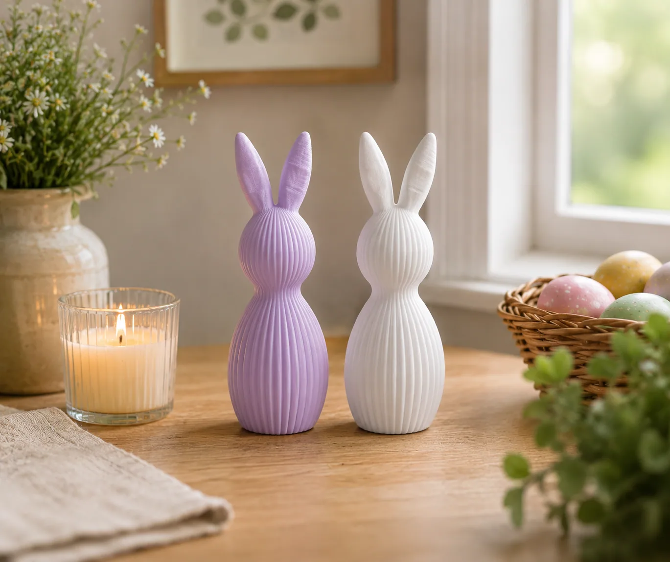 Ribbed Bunny Figurine(set of 2), view 1 of 2