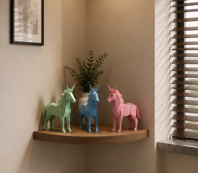 Geometric Unicorn Figurine (set of 3)