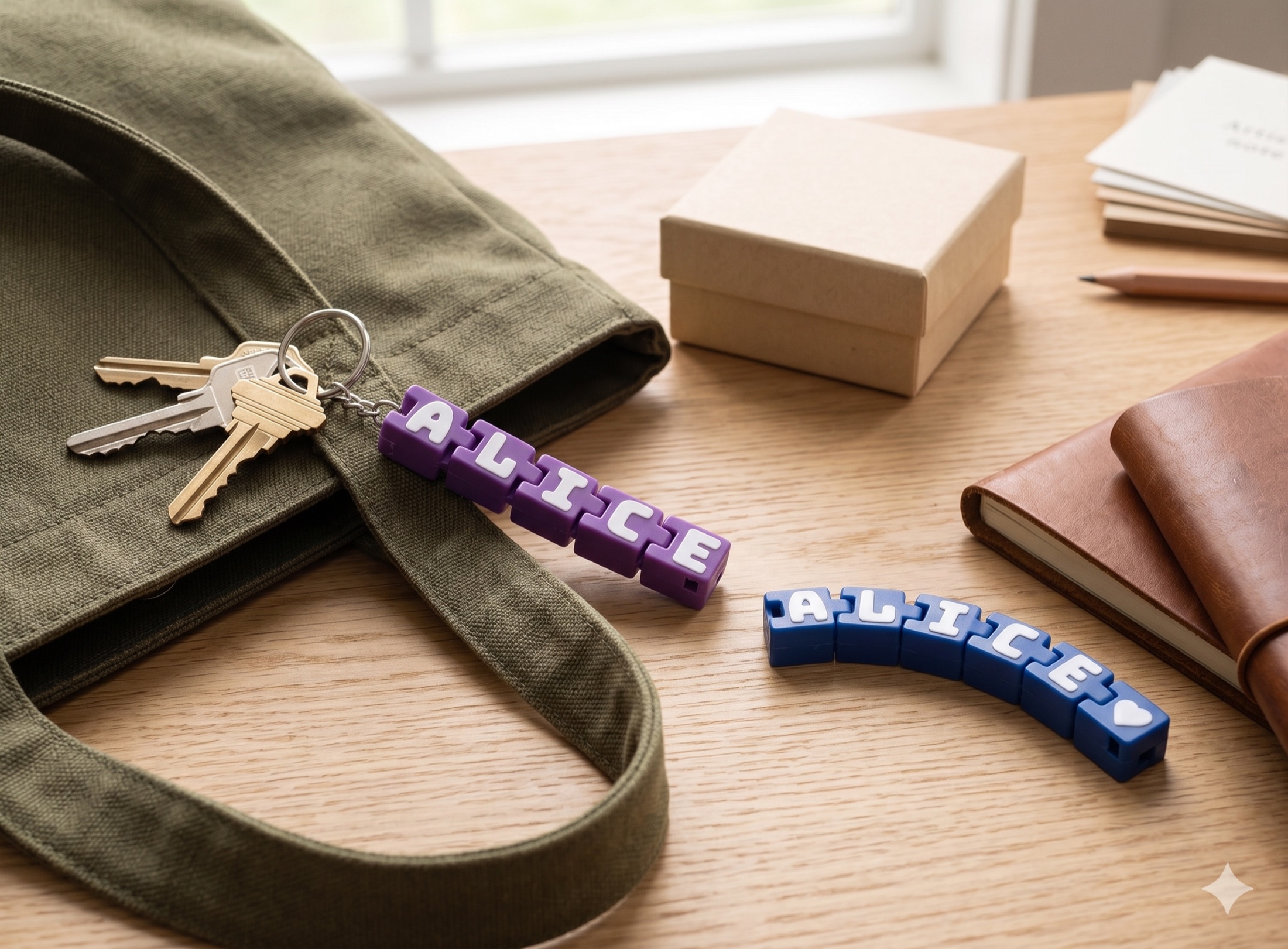 Alice Block Letter Keyring